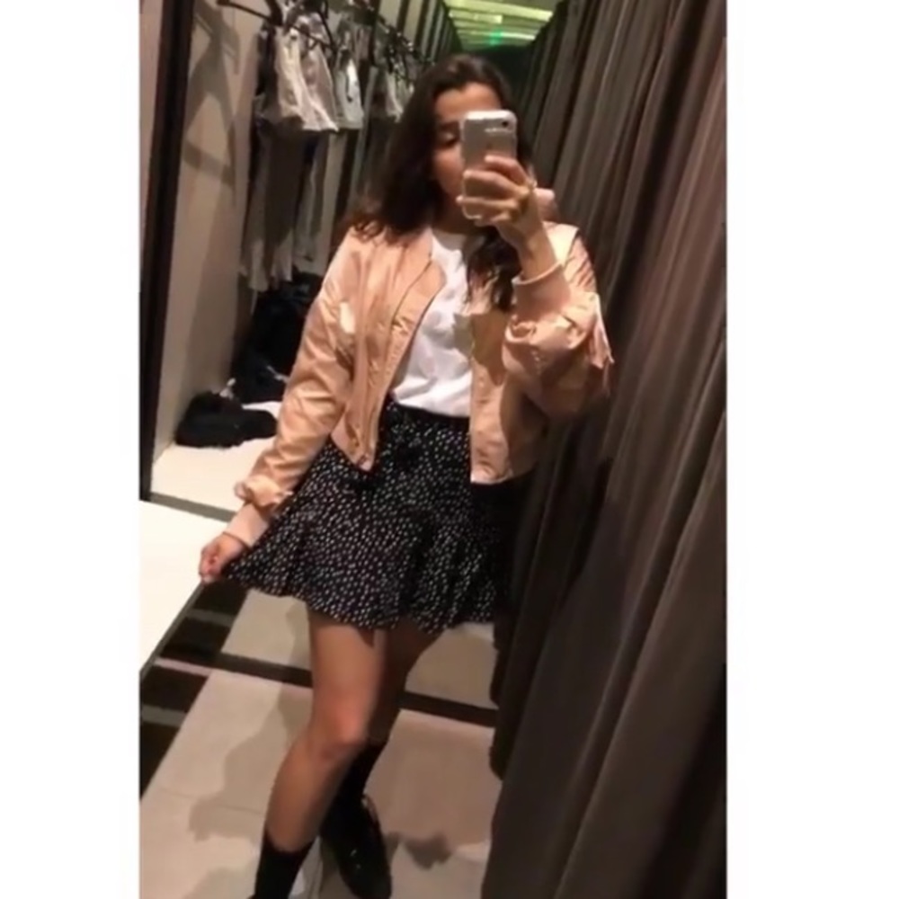 Pink Cropped Bomber Jacket from Zara